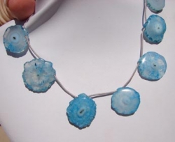 Solar Quartz Pale Turquoise Slices, 22-24mm