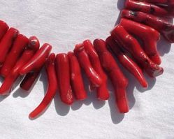 Red Coral Branch Pieces, 8" string