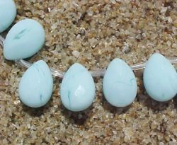 Turquoise Glass Briolettes, 14x10mm, 20pcs