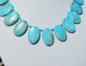 Sky Blue Turquoise Top drill Ovals, 32x22mm, each