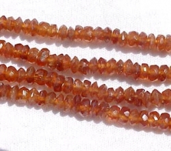 Hessonite Garnet Hand Cut Faceted Rondels, 4.5-5mm