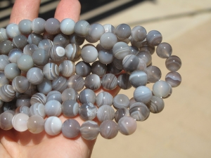 Botswana Agate Gray Rounds, 8mm