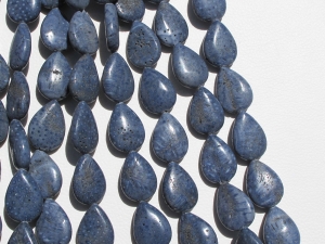 Blue Coral Long Drill Flat Teardrops, 12x16mm