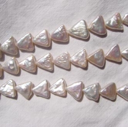 Triangle Coin Pearls, Pearly White, 11-12mm