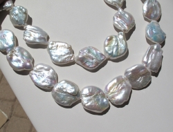 Designer Coin Pearls, Glowing White, 20-22mm
