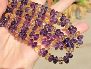 Amethyst & Citrine Mix Faceted Rondels, 6mm, A Grade