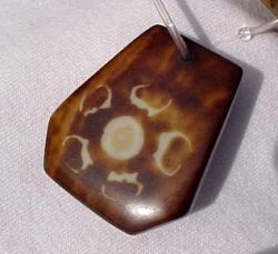 Tortoiseshell Agate w/Etched Tribal Design Pendants