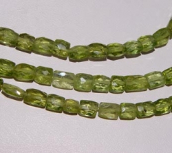 Peridot Faceted Bricks, 4x6mm