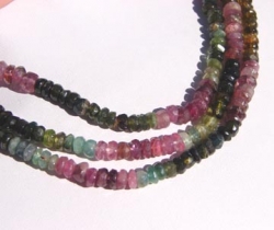 Multi Color Tourmaline Faceted Rondels, 5-5.5mm