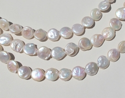 All White Coin Pearls, 14-15mm