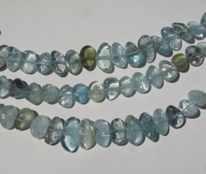 Blue Mix Aquamarine Flat Pebbles, Graduated 10-18mm