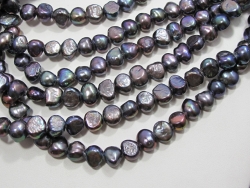 Dark Purple Peacock Large Hole Pearls, 10-10.5mm side drill