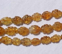 Carved Citrine Ovals Dark, 10x7mm