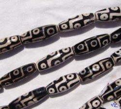 Black & White Batik Agate Faceted Tubes, 10x28mm