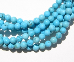 Round Magnesite Turquoise Bright Blue, 4mm