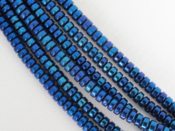 Indigo Blue Titanium Hematite Heshi, 3mm