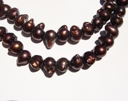 Dark Sable Baroque Side Drill Pearls, 13-14mm