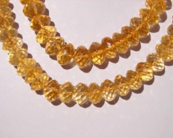 Sunny Gold Faceted Citrine Rondels, 10-11mm