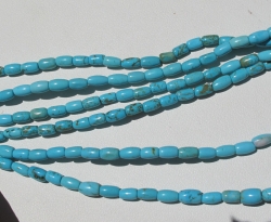 Magnesite Turquoise Bright Blue Barrels, 3x5mm 