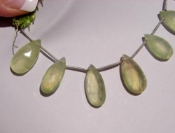 Prehnite Faceted Long Briolettes, 18-22mm