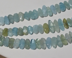 Blue Mix Aquamarine Flat Pebbles, 10x18mm