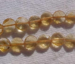 Golden Citrine Faceted Coins, 7mm