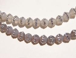 Crystal Studded Grey Agate, 7mm, each