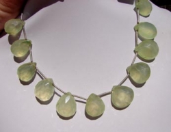 Prehnite Faceted Briolette, 17mm, each