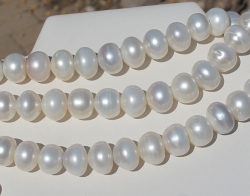 Pearly White Large Hole Pearls, 12-13mm Button