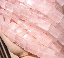 Rose Quartz Faceted Pillows, 14x18mm