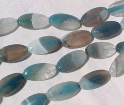 Blue Druze Agate Long Ovals, 30x15mm