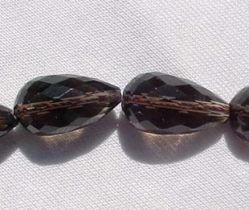 Smoky Quartz Pear Drops, 20x12mm, each