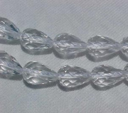 Clear Quartz Faceted Longdrill Teardrops, 12x8mm, each