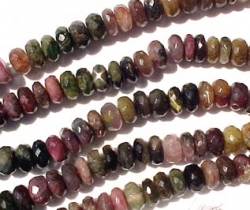 Multi Color Tourmaline Faceted Rondels, 9mm