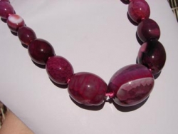 Hot Pink Agate Graduated Barrels, 12-26mm