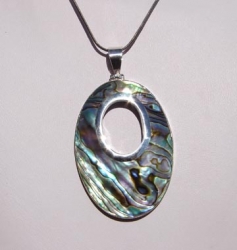 Abalone Modern Oval Pendant, 2"