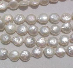 Simple White Coin Pearls, 13-14mm