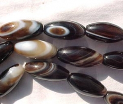 Black Striped Agate Large Rice Shape 30-35mm