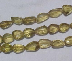 Dark Lemon Quartz Faceted Nuggets, 9x14mm