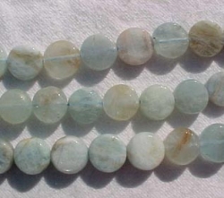 Frosty Aquamarine Coins, 10-12mm