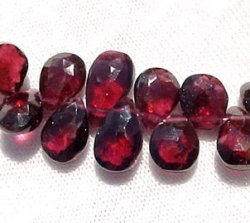 Deep Red Garnet Briolettes, Graduated