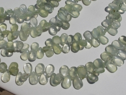 Prehnite Polished Flat Teardrop Briolettes, Shaded Color, 12-14mm