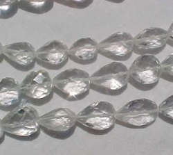 Clear Quartz Faceted Long Drill Teadrops, 18x12mm