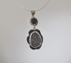 Druzy Silver Hematite Pendant, Sterling