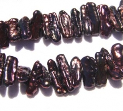 Deep Wine Peacock Biwas, 16x6mm