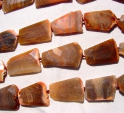 Orangesicle Agate Flat Faceted Nuggets, 28x48mm, each