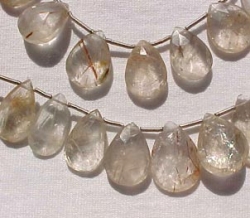 Rutilated Quartz Briolettes, 14-16mm