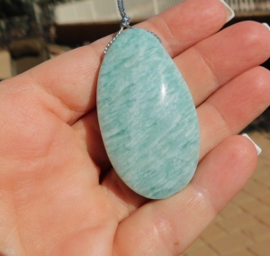 Amazonite Freeform Tab Pendant, Side Drill, 46mm