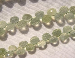 Light Prehnite Onion Cut Briolettes, 6-7mm