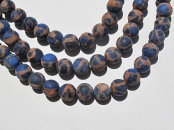 Matte Blue/Brown Impression Jasper Rounds, 6mm